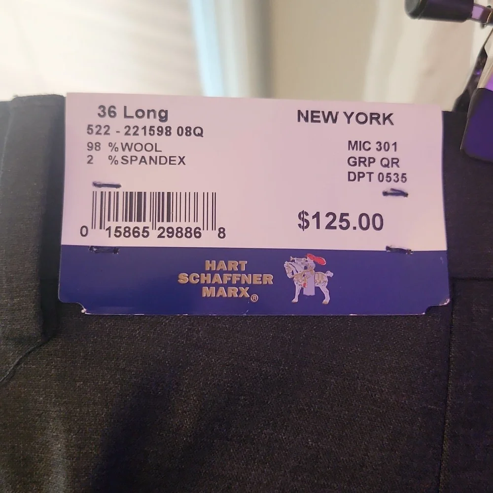 Hart Schaffner Marx Charcoal Dress Pants Classic Style - Picture 2 of 4